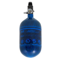 Blue HK Army AeroLite 68/4500 lightweight carbon fiber HPA compressed air tank with aluminum regulator for paintball systems