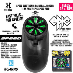 HK Army Speed Electronic Paintball Loader with Epic Speed Feed - 25+ BPS HK Army
