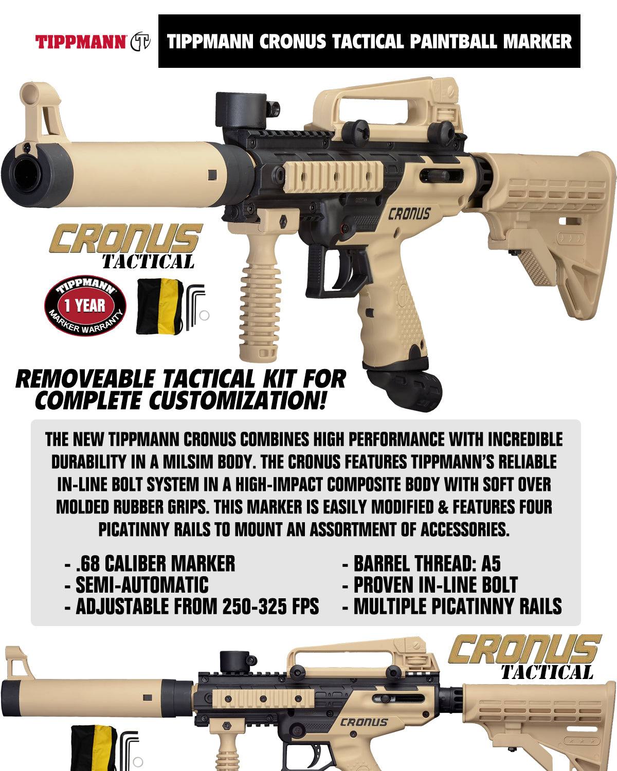 Tippmann Cronus Tactical Semi Auto Paintball Gun .68 Tippmann