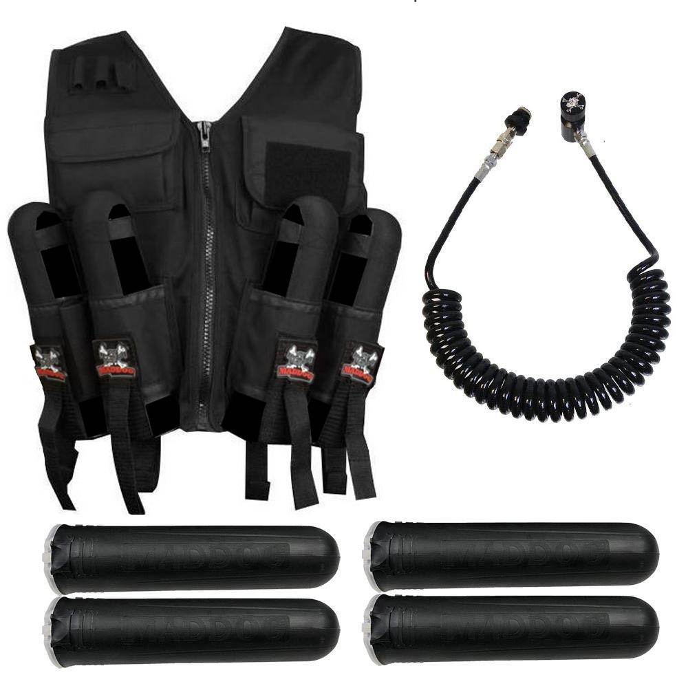 Maddog Tactical Sport Vest with 4 Pods & Standard Remote Coil Paintball Package Maddog