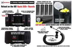 Maddog 4+1 Vertical Paintball Harness with Paintball Pods and Quick Disconnect Remote Coil Combo Maddog