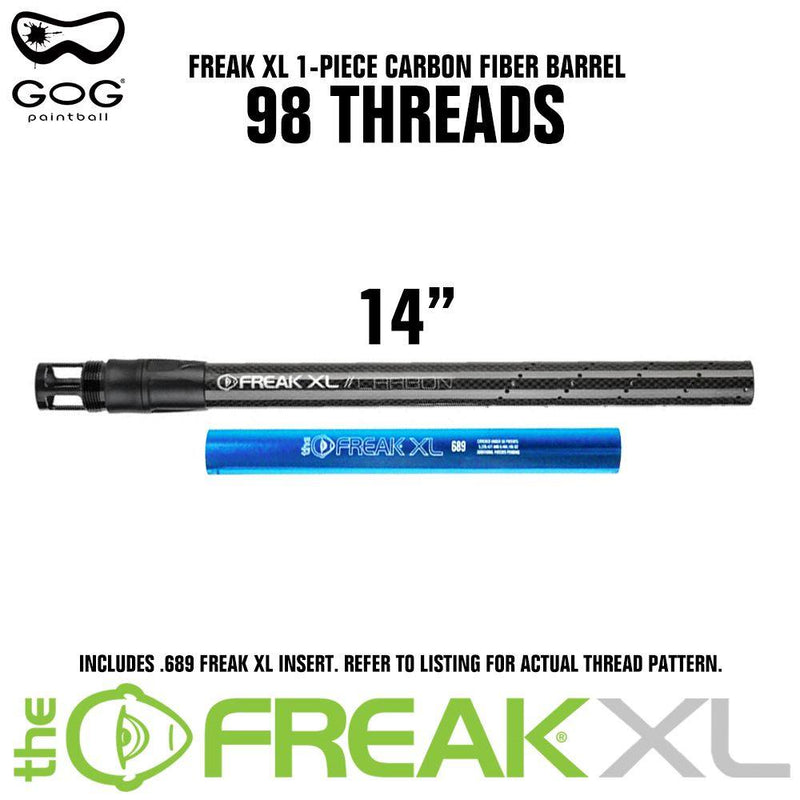 GoG Freak XL Carbon Fiber Paintball Barrel w/ .689 Insert - 98 Thread - 14