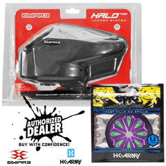 Limited Edition Empire Halo Too electronic paintball loader hopper in matte black with HK Army Epic Speed Feed for fast, spill-free filling and 20+ balls per second feeding.