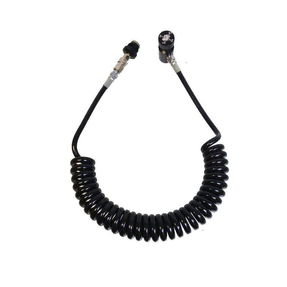 Black coiled remote coil for lightweight tactical paintball vest tank connection