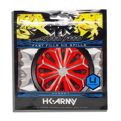 HK Army Epic Speed Feed fast fill paintball loader accessory in red and black packaging
