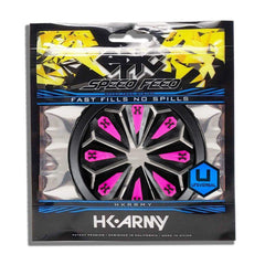 HK Army Epic Speed Feed paintball loader accessory in black and pink with fast fills and no spills, compatible with Limited Edition Empire Halo Too hopper.