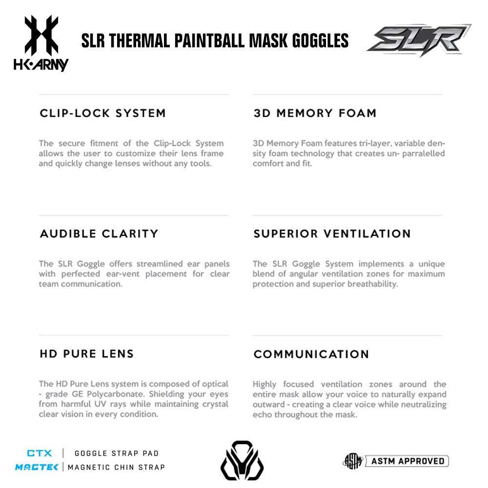 HK Army SLR Thermal Paintball Mask Goggles - Tsunami (Black/Black/Black) - Arctic Thermal Lens HK Army