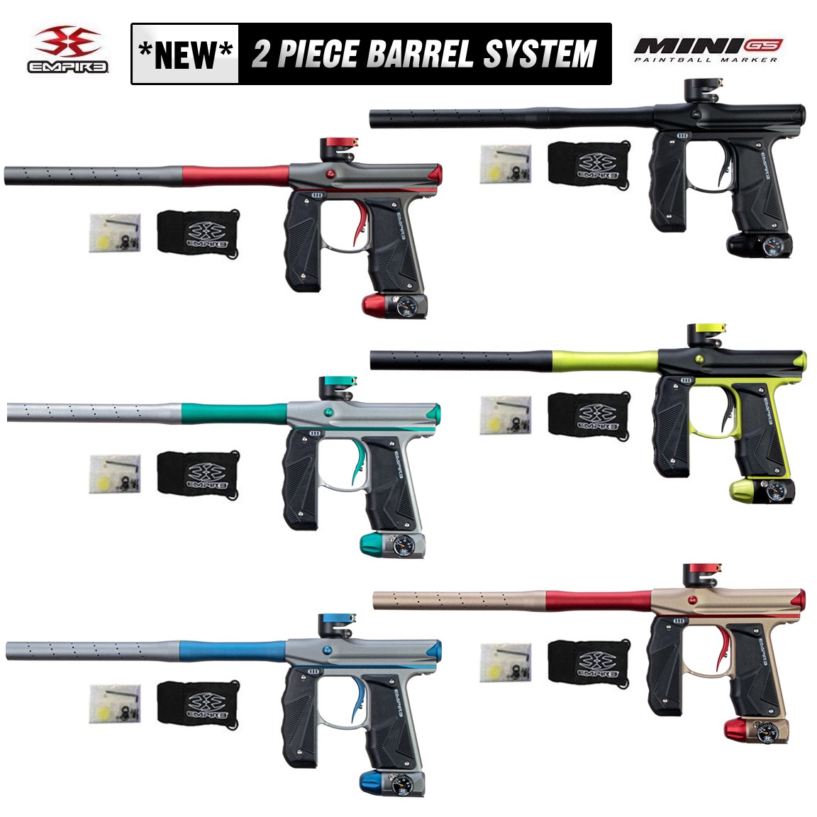 NEW Empire MINI GS 2-Piece Barrel System + 6 NEW COLORS! - PaintballDeals.com