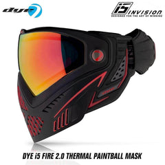 CLEARANCE Dye I5 Thermal Paintball Mask Goggles with GSR Pro Strap - Fire 2.0 Black / Red