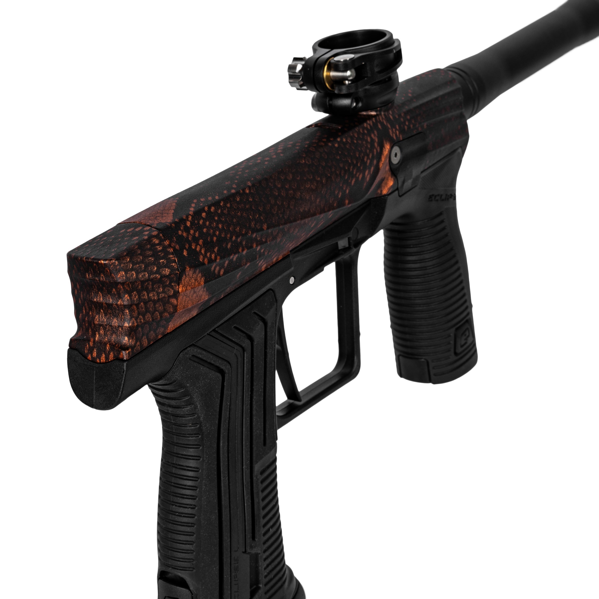 HK Army x Planet Eclipse ETHA3 Snake Red Electronic Gun std config, marker, balanced shot feel, for woodsball play, top view