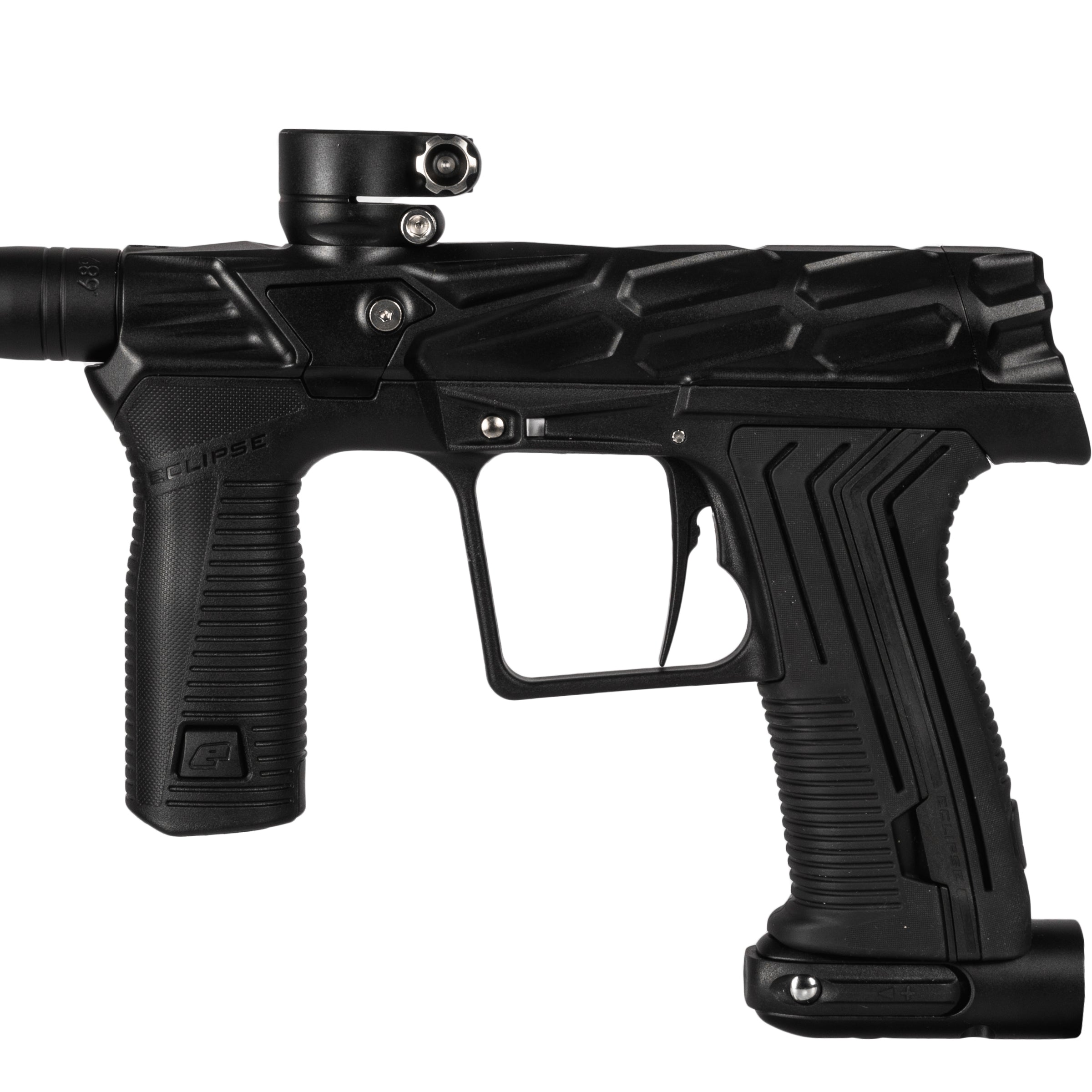 HK Army x Planet Eclipse ETHA3 MTL Hive Onyx Electronic Gun std config, marker, balanced shot feel, for woodsball play, kit layout