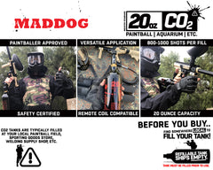 CLEARANCE Maddog 20 Oz Aluminum Paintball Tank Co2 Bottle | 2024 Hydro | Used BUT Not Abused