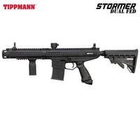 Tippmann Stormer Elite MAGFED Semi-Automatic .68 ELITE DUAL FED Black color, marker, accurate marker control, for woodsball play, hero view
