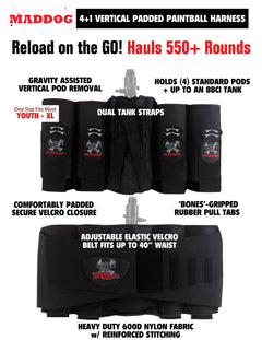 CLEARANCE Used Maddog 4+1 Vertical Paintball Harness - Black