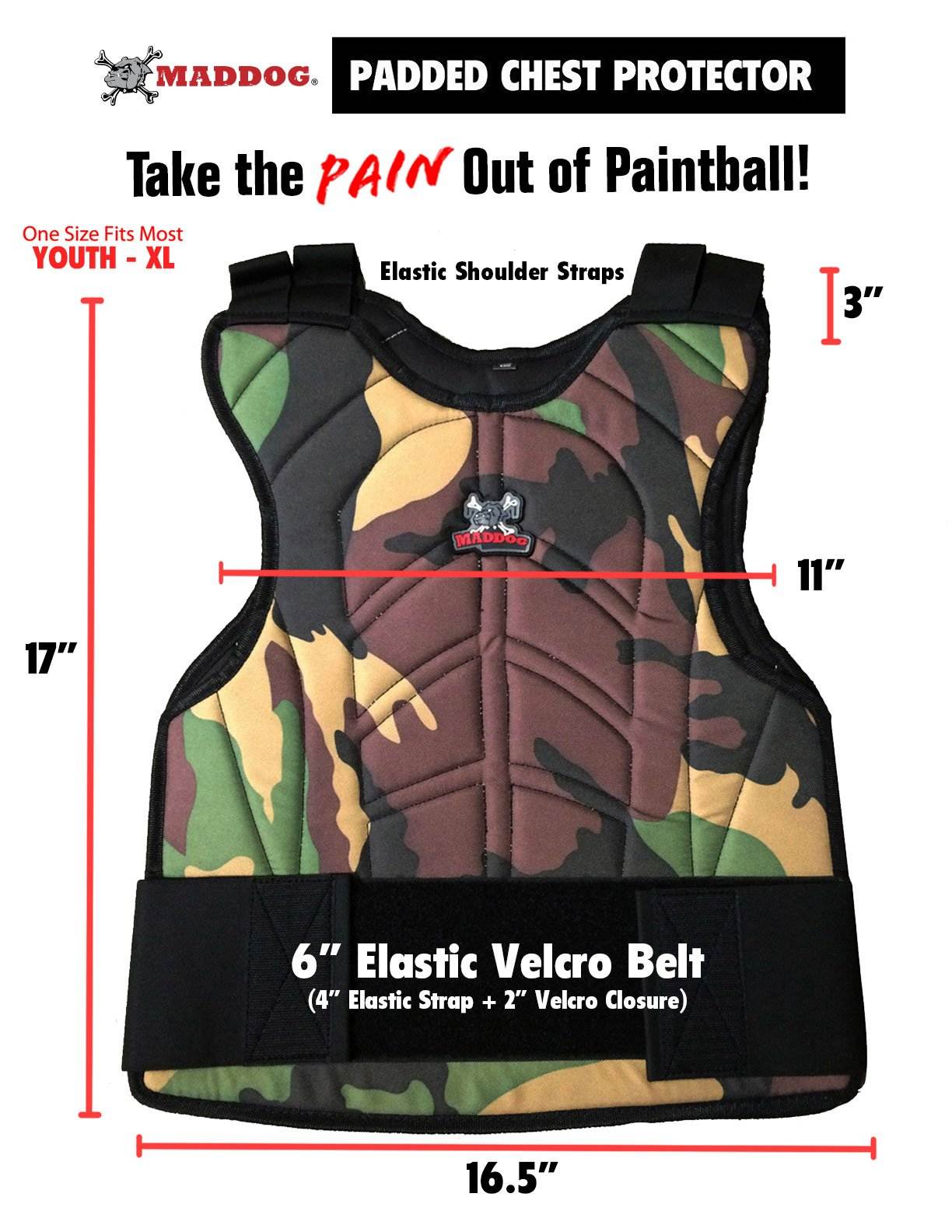 Maddog Padded and Chest Protector std config, airsoft accessory, quick handling setup, for tactical builds, side profile