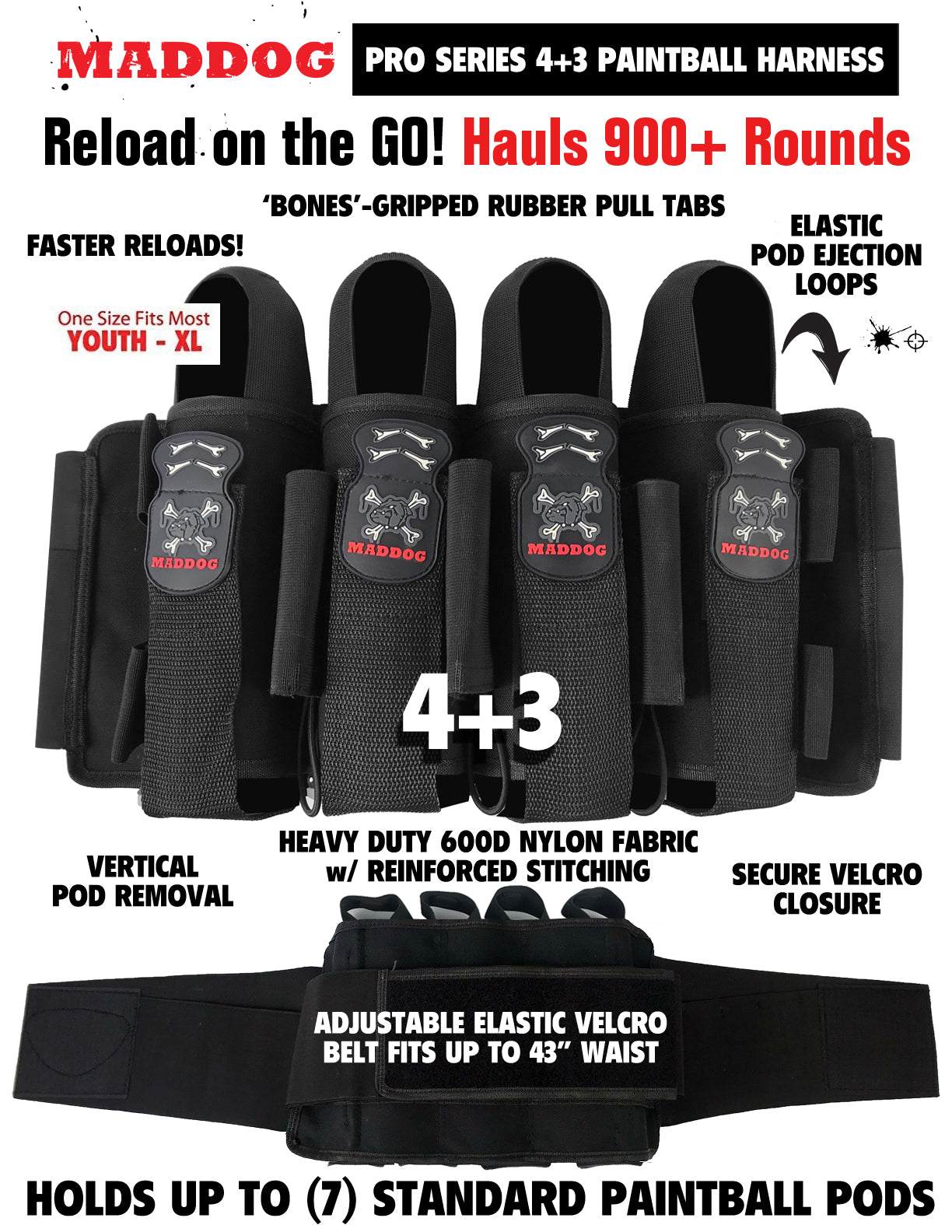 Maddog DYE CZR+ .68 Cal Full Auto Electronic Paintball Gun Marker Elite Starter Package | Thermal Anti-Fog Paintball Mask, HPA Tank, Empire Halo Too Loader, Neck Protector, Pro Harness & Paintball Pods Empire