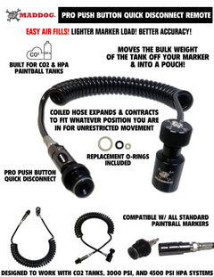 CLEARANCE Maddog Quick Disconnect Paintball Tank Remote Coils - High Pressure Air (HPA) & CO2 | USED But NOT Abused