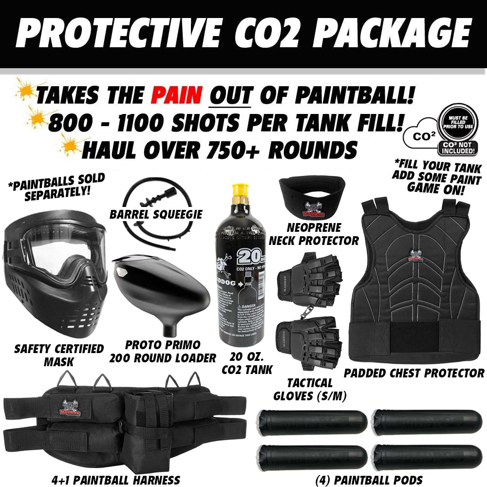 Maddog Tippmann Stormer Dual Fed Elite Protective CO2 Paintball Gun Marker Starter Package