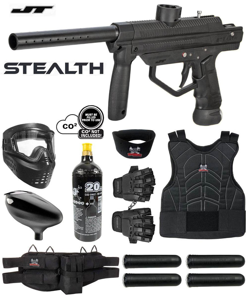 Maddog JT Stealth Tactical Protective CO2 Paintball Gun Marker Starter Package JT Paintball