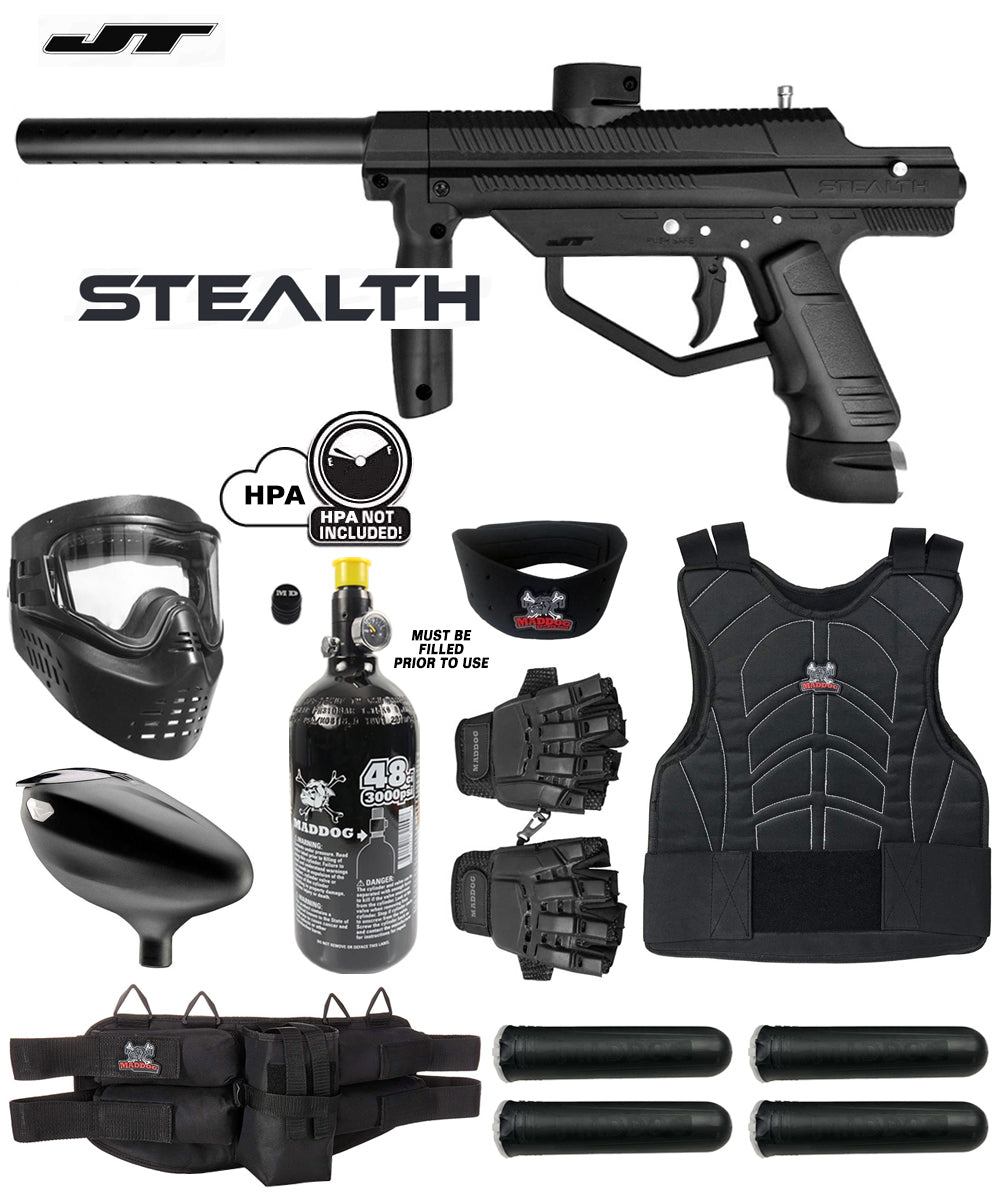 Maddog JT Stealth Tactical Protective HPA Paintball Gun Marker Starter Package