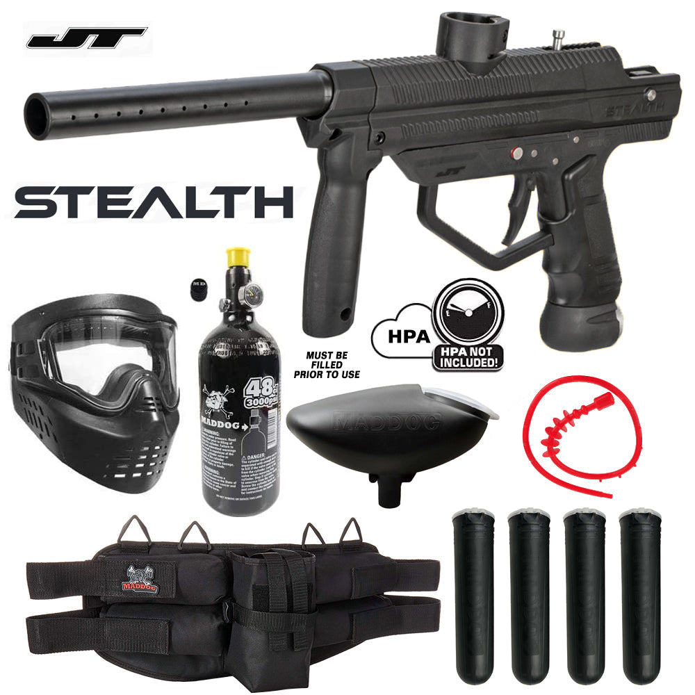 Maddog JT Stealth Tactical Silver HPA Paintball Gun Marker Starter Package