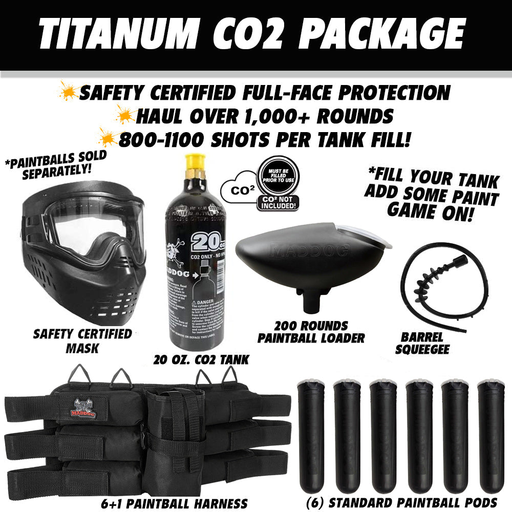 Maddog Tippmann Cronus Tactical Titanium CO2 Paintball Gun Marker Starter Package