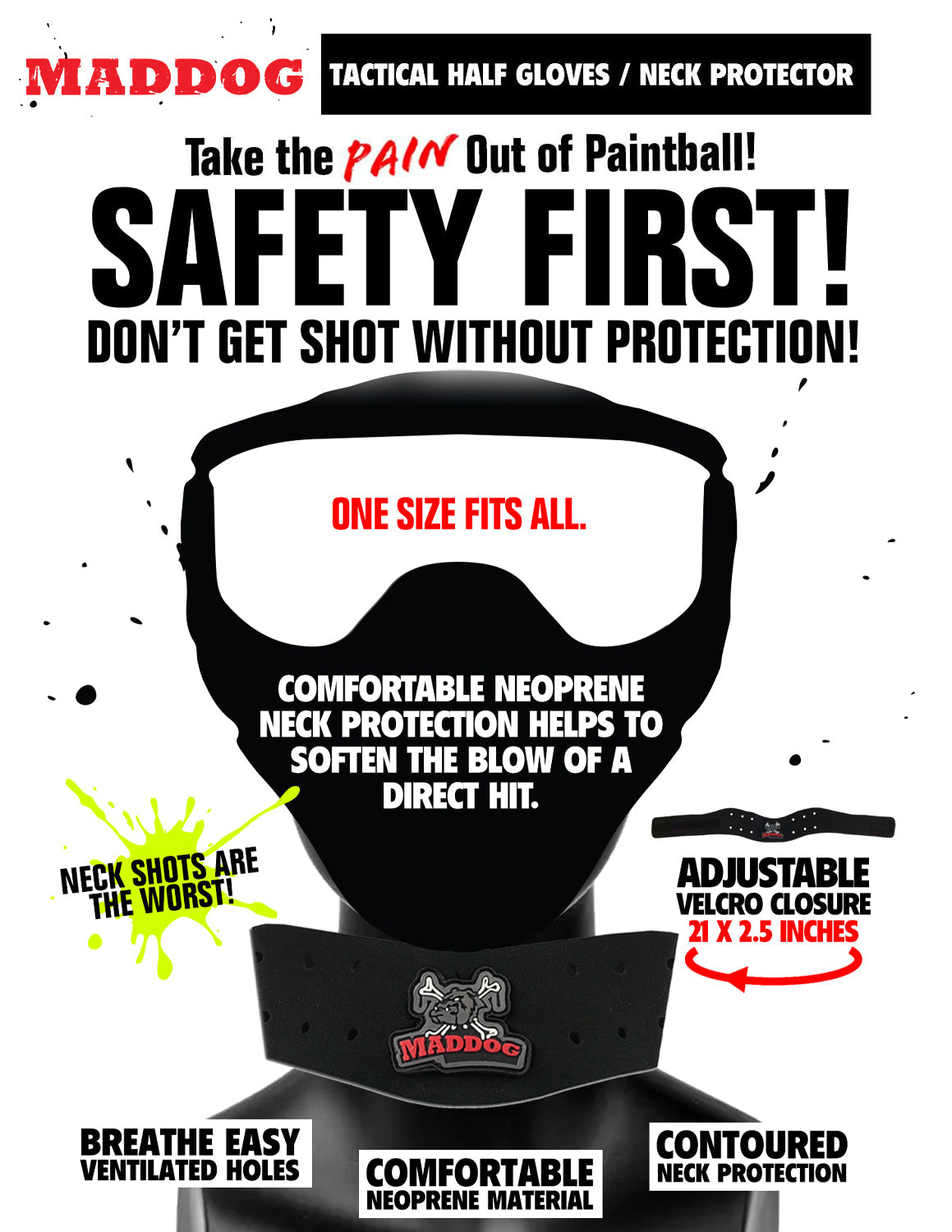 Maddog® Padded Chest Protector with Neck Protector Safety Combo - Black or Camo