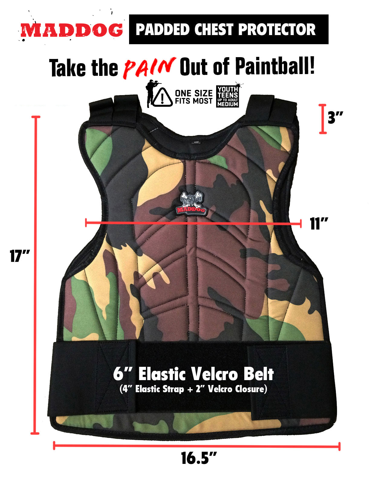Maddog® Padded Chest Protector with Neck Protector Safety Combo - Black or Camo