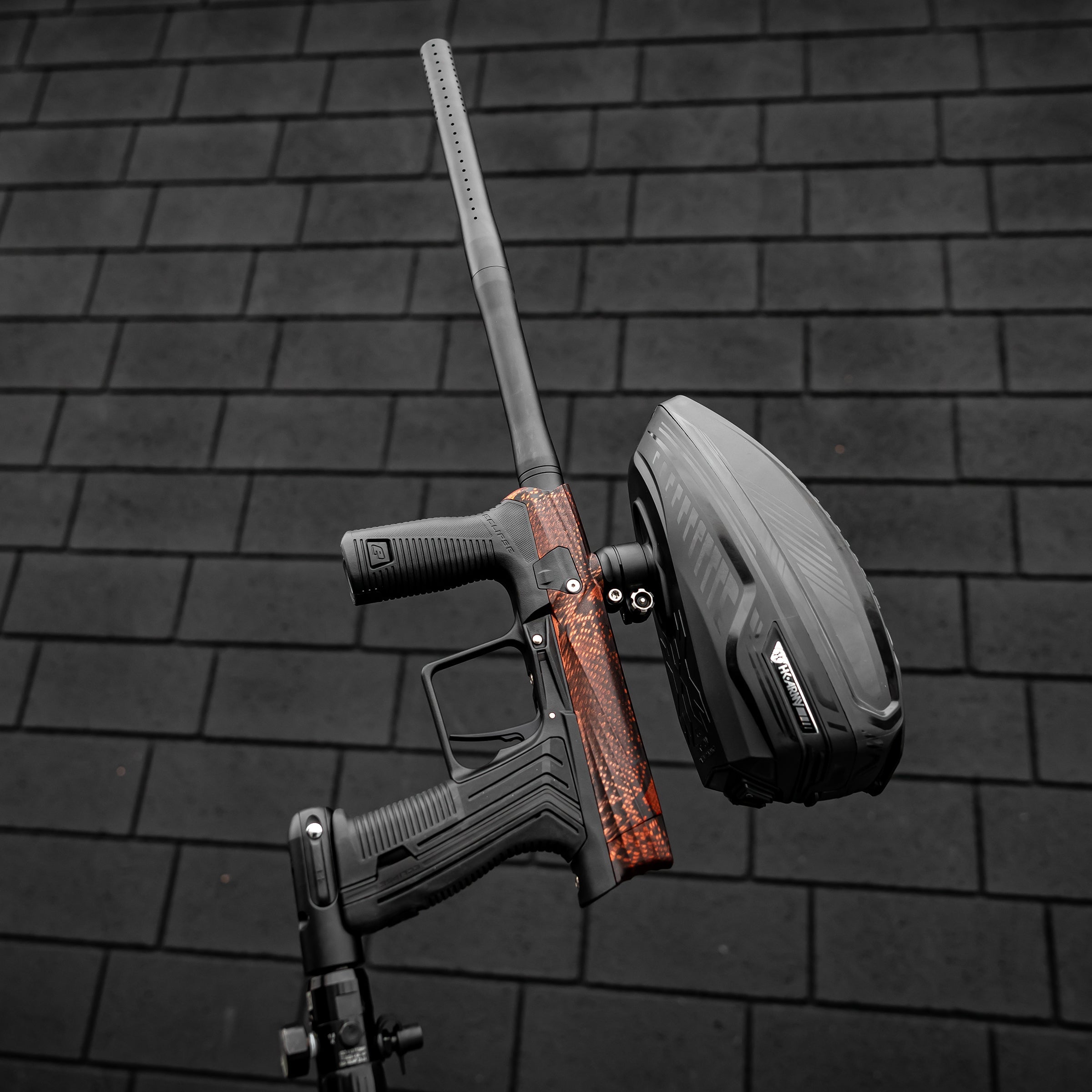 HK Army x Planet Eclipse ETHA3 Snake Red Electronic Gun std config, marker, balanced shot feel, for woodsball play, kit layout