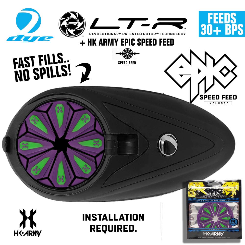 Dye LT-R Electronic Paintball Loader with HK Army Epic Speed Feed