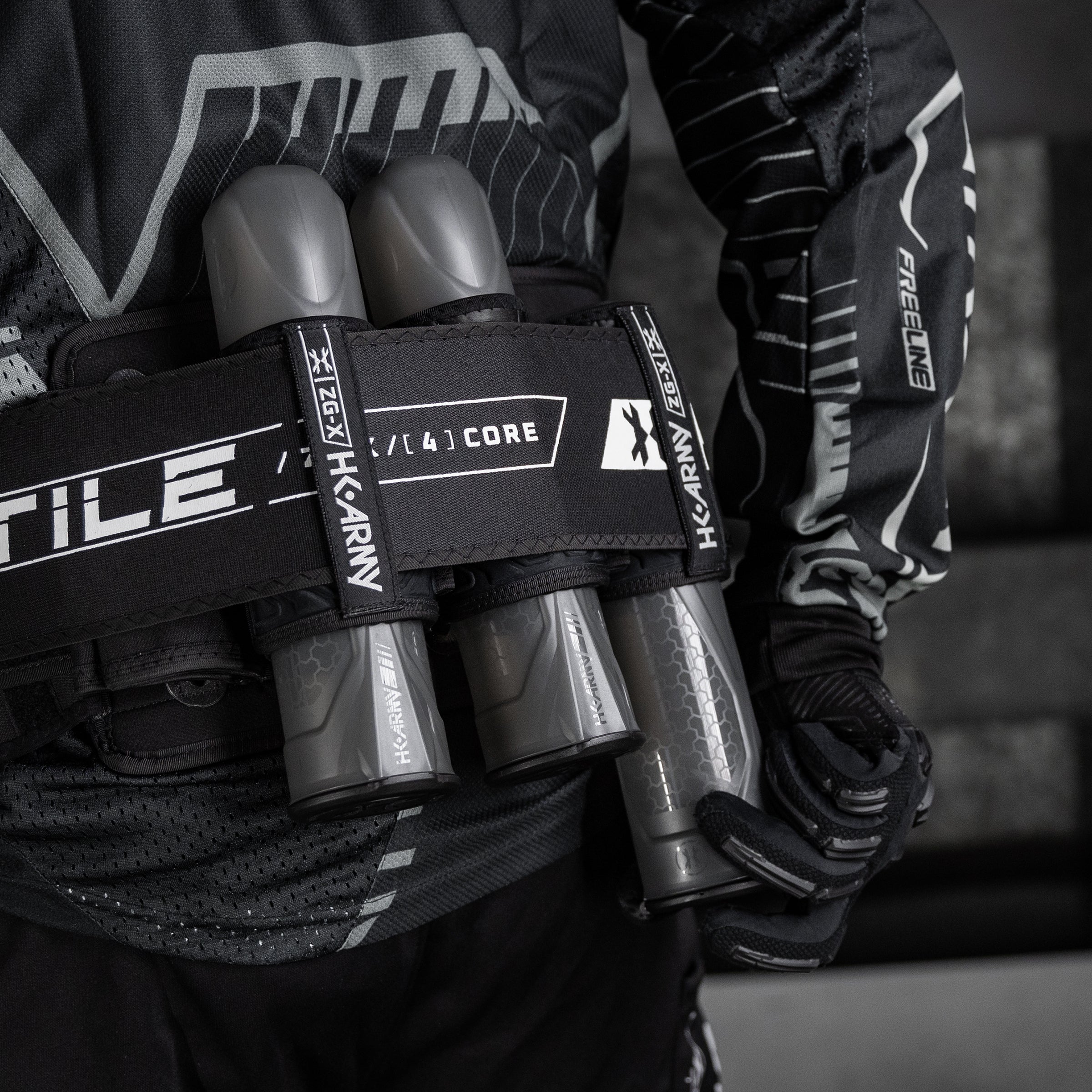 HK Army ZERO-GX Harness Pod Pack 3+2 4+3 5+4 std config, pod pack harness, stable waist fit, for speedball, component view