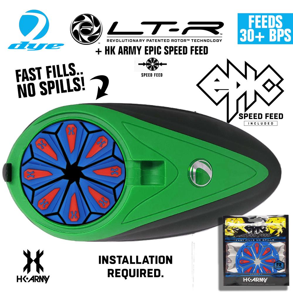 Dye LT-R Electronic Paintball Loader with HK Army Epic Speed Feed