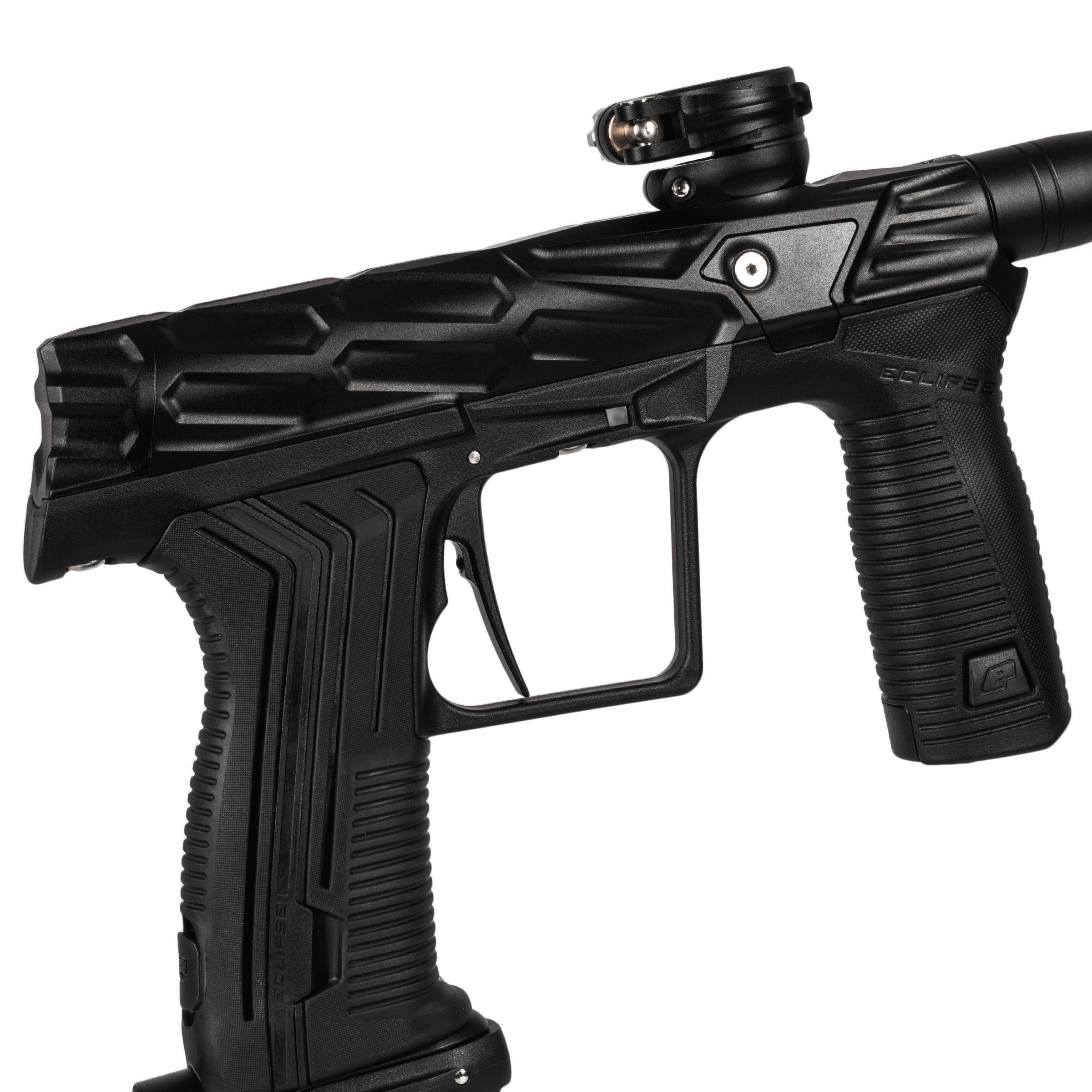HK Army x Planet Eclipse ETHA3 MTL Hive Onyx Electronic Gun std config, marker, ready to play feel, for woodsball play, side profile