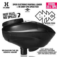 CLEARANCE HK Army Speed Electronic Paintball Loader with Epic Speed Feed - 25+ BPS | Stealth | Used But NOT Abused