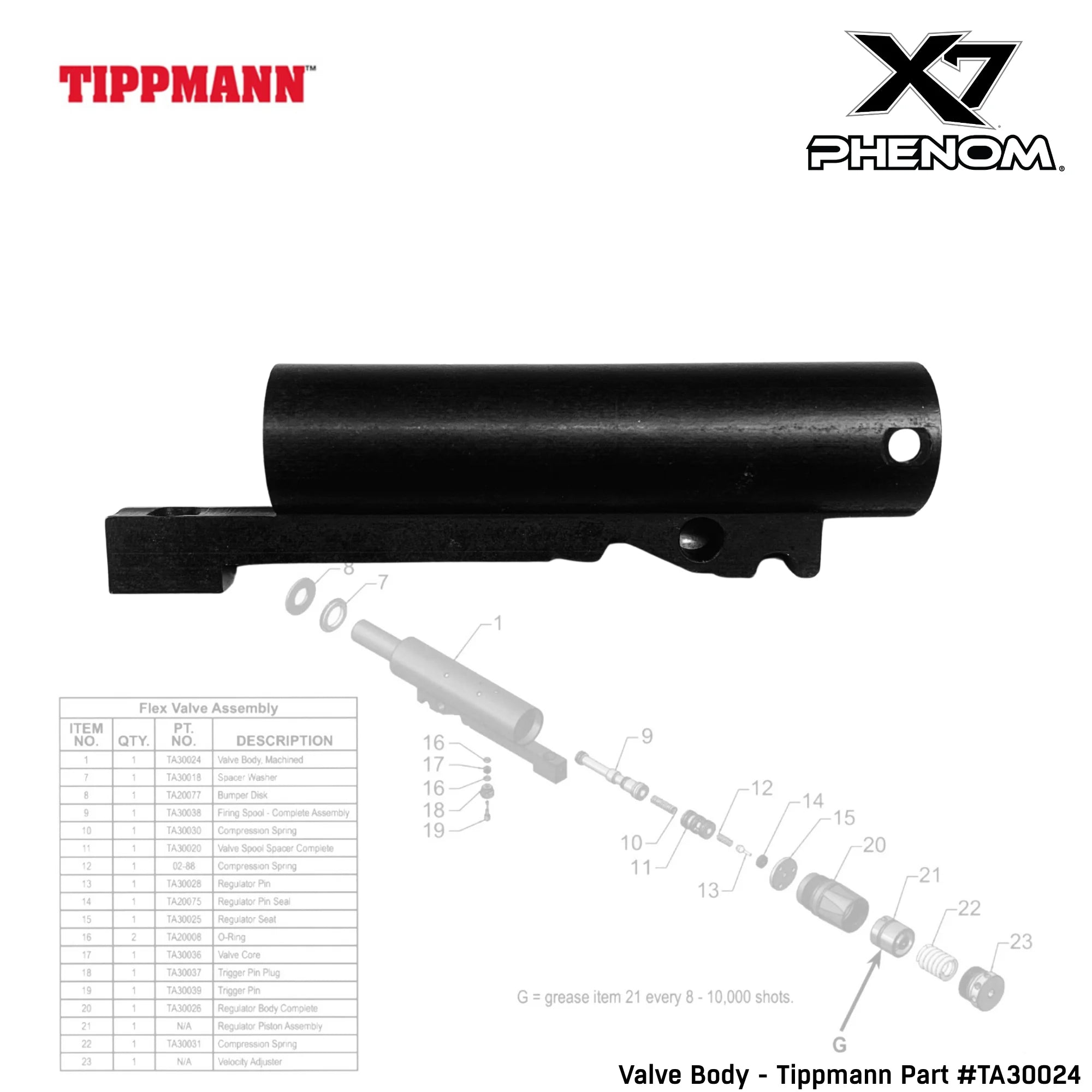 CLEARANCE Tippmann Replacement Valve Body w/ Ball Bearings - X7 Phenom