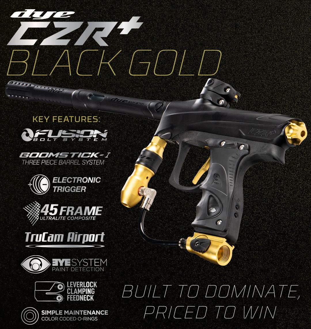 CLEARANCE Used Dye CZR+ .68 Caliber Full Auto Electronic Paintball Gun Marker - Black / Gold Dust