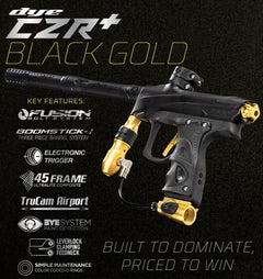 CLEARANCE Used Dye CZR+ .68 Caliber Full Auto Electronic Paintball Gun Marker - Black / Gold Dust