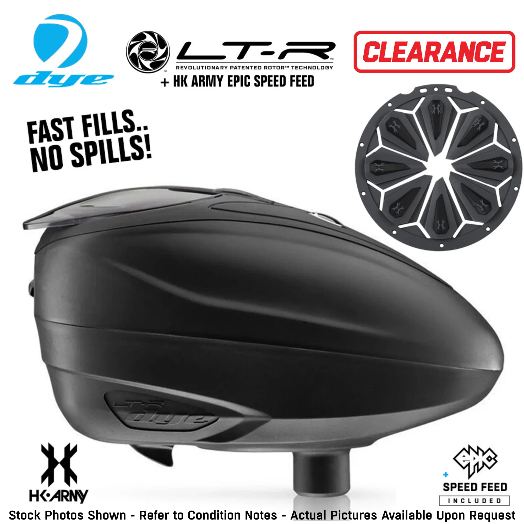 CLEARANCE Dye LT-R Electronic Paintball Hopper with HK Army Epic Speed Feed - Black LT-R + Charcoal SF
