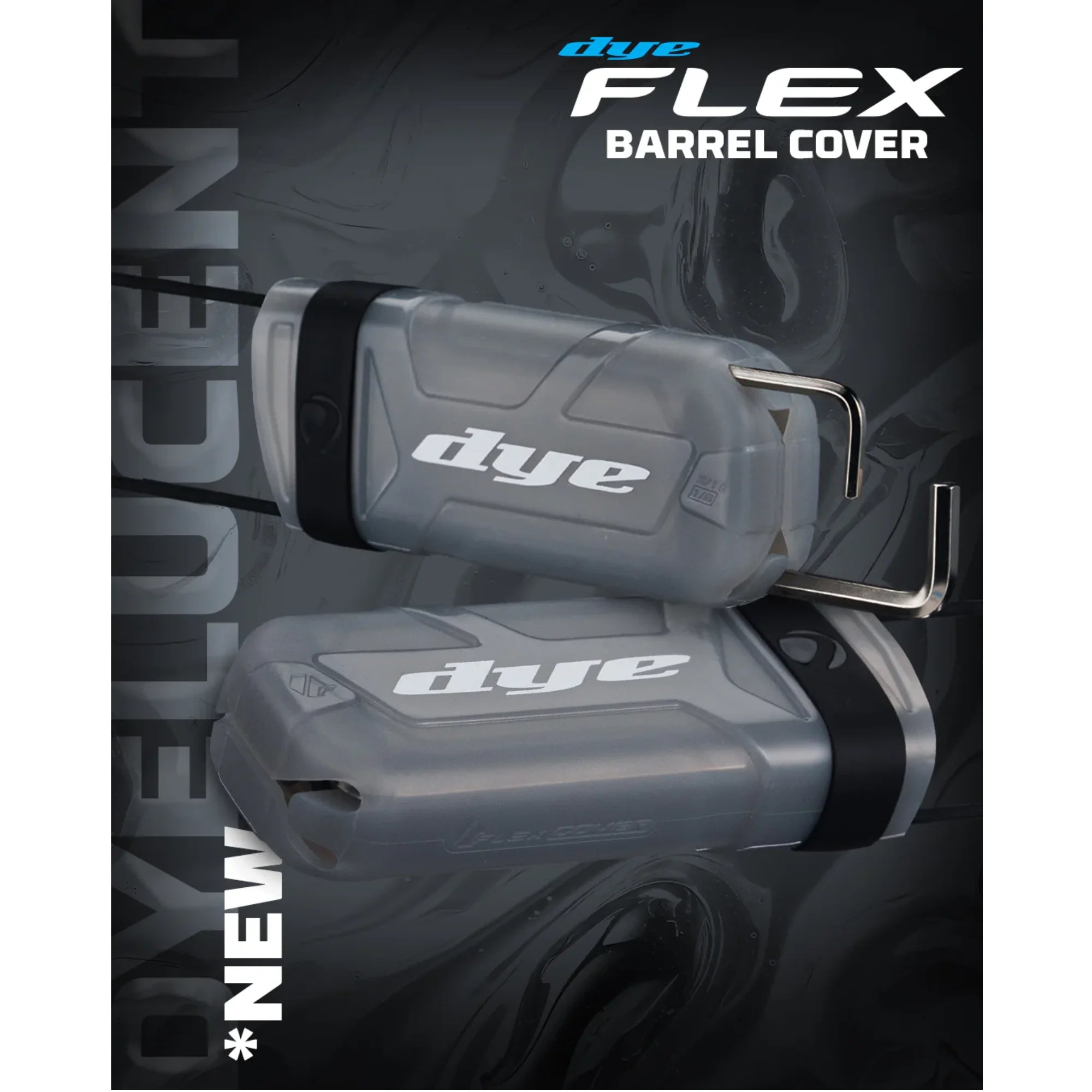 DYE Flex TWST Barrel Cover Sock – Safety Lime / Black color, marker barrel, lightweight barrel feel, for tighter groupings, side profile
