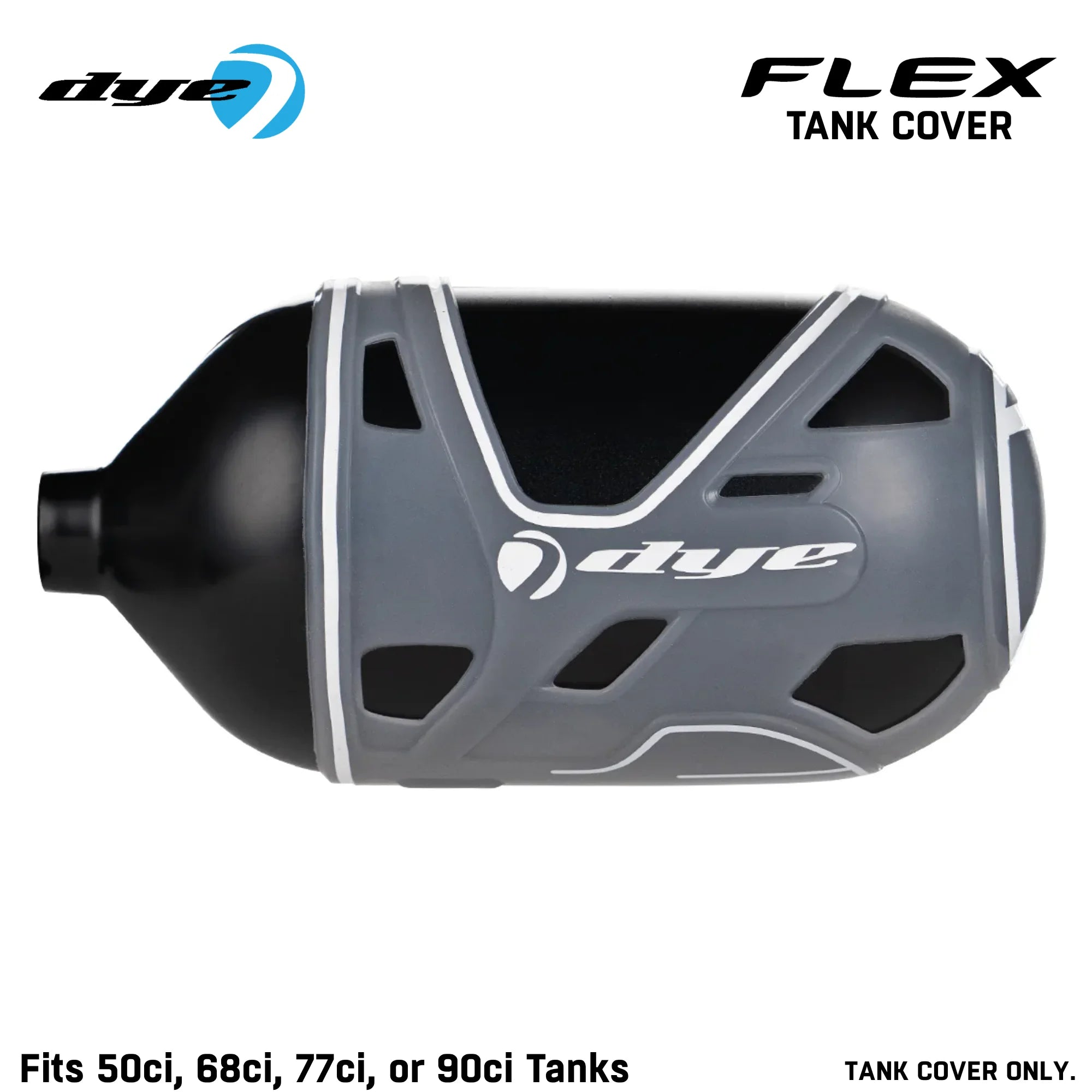 Dye Flex Tank Cover – Air Tank Grip and Protection std config, HPA tank cover, shoulder traction, for turf slides, top view