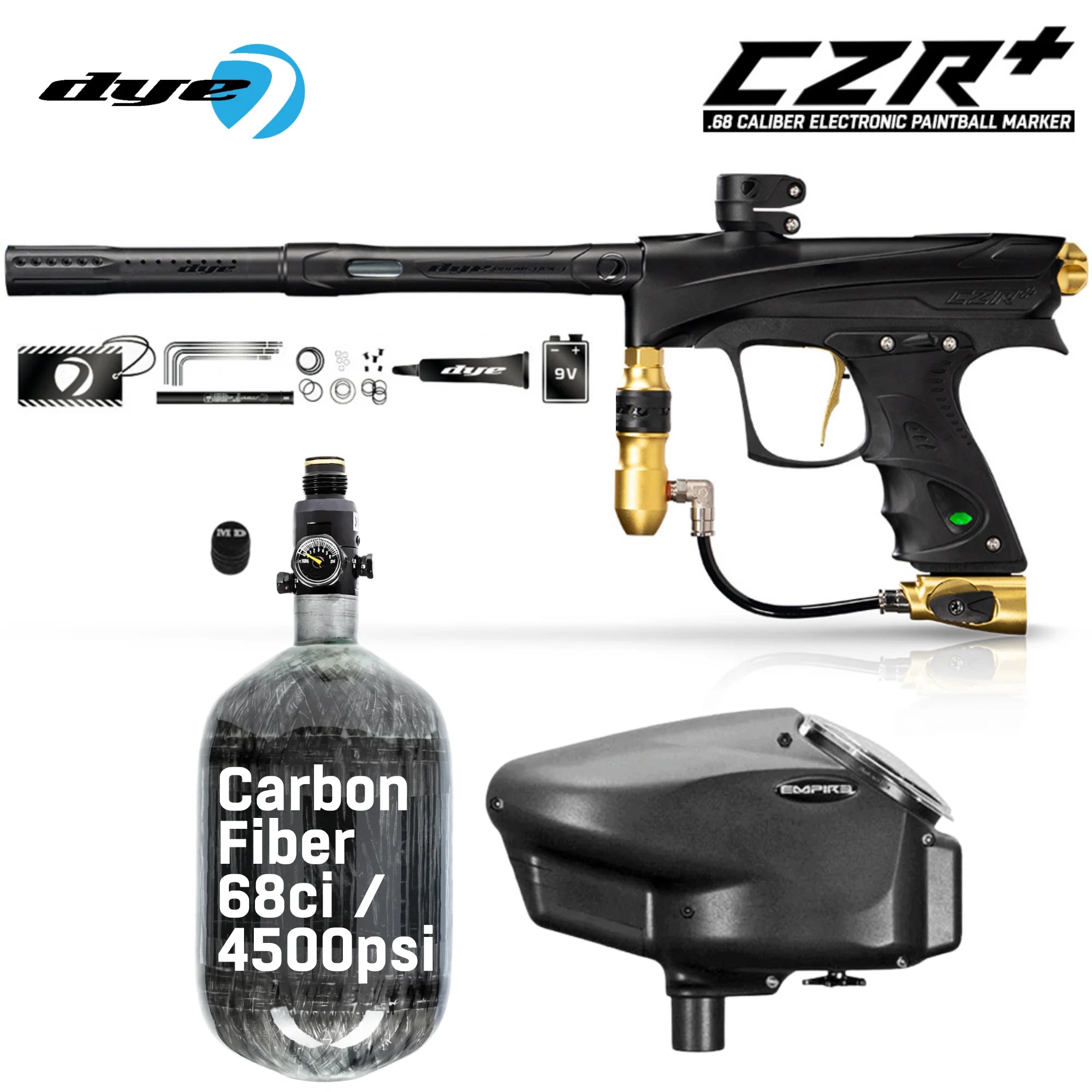 DYE CZR+ Electronic Paintball Gun Packages (All-In-One Kits)