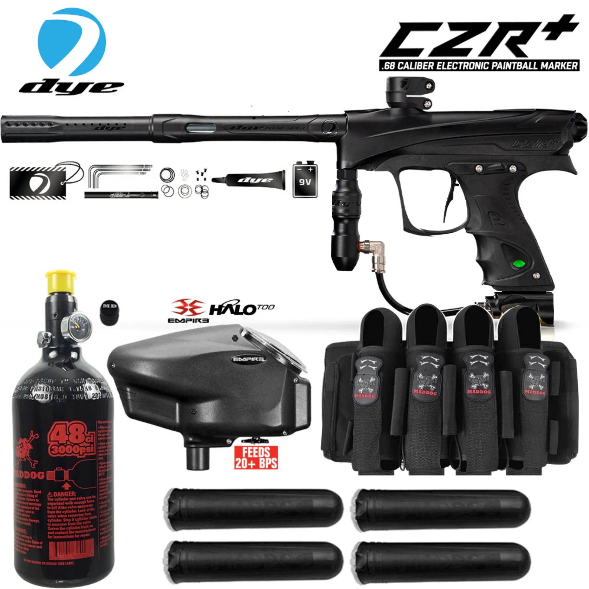 DYE CZR+ Electronic Paintball Gun Packages (All-In-One Kits)
