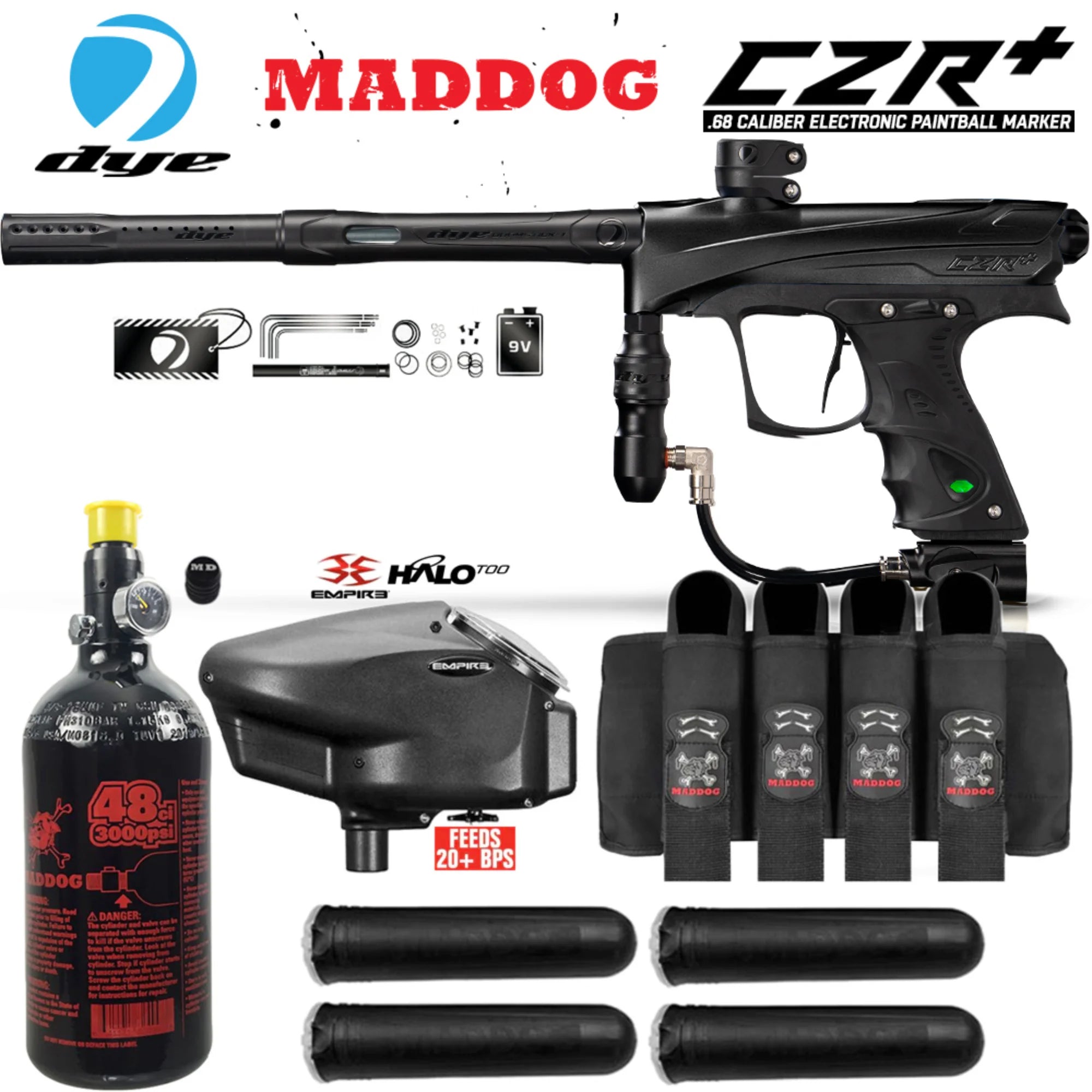 DYE CZR+ Electronic Paintball Gun Packages (All-In-One Kits)