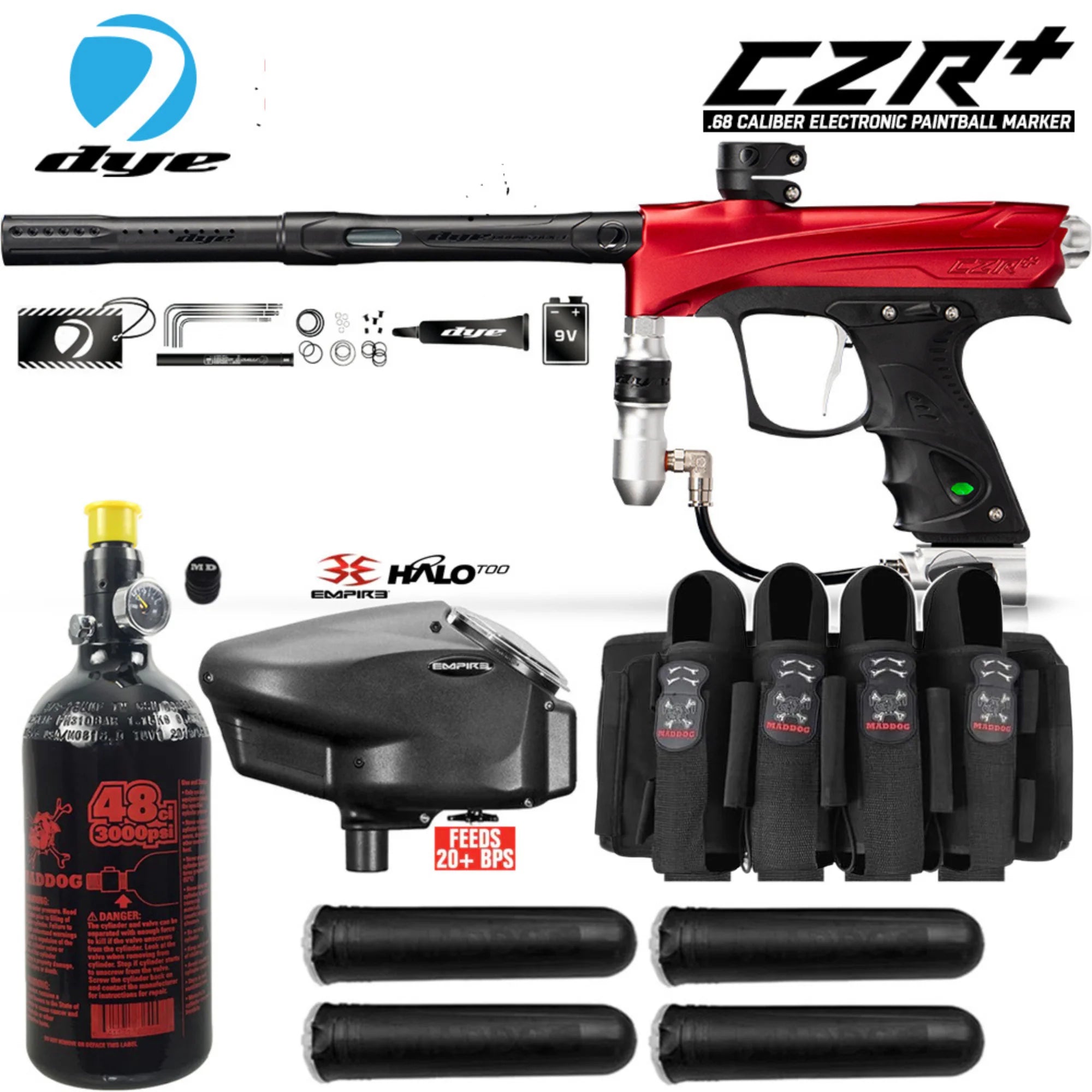 DYE CZR+ Electronic Paintball Gun Packages (All-In-One Kits)