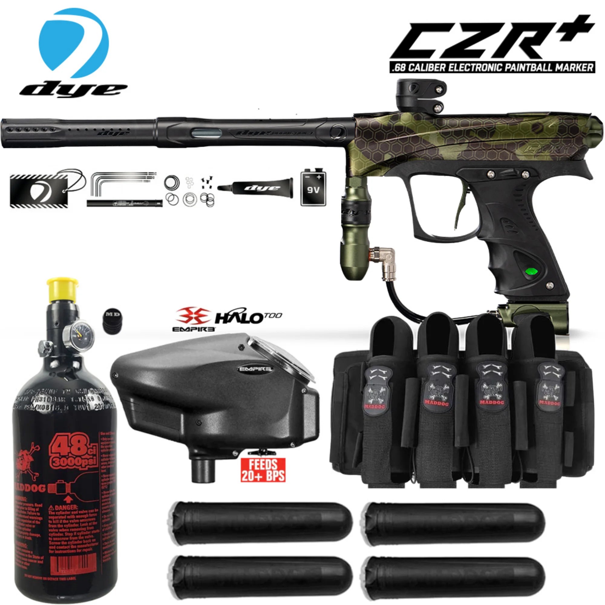 DYE CZR+ Electronic Paintball Gun Packages (All-In-One Kits)
