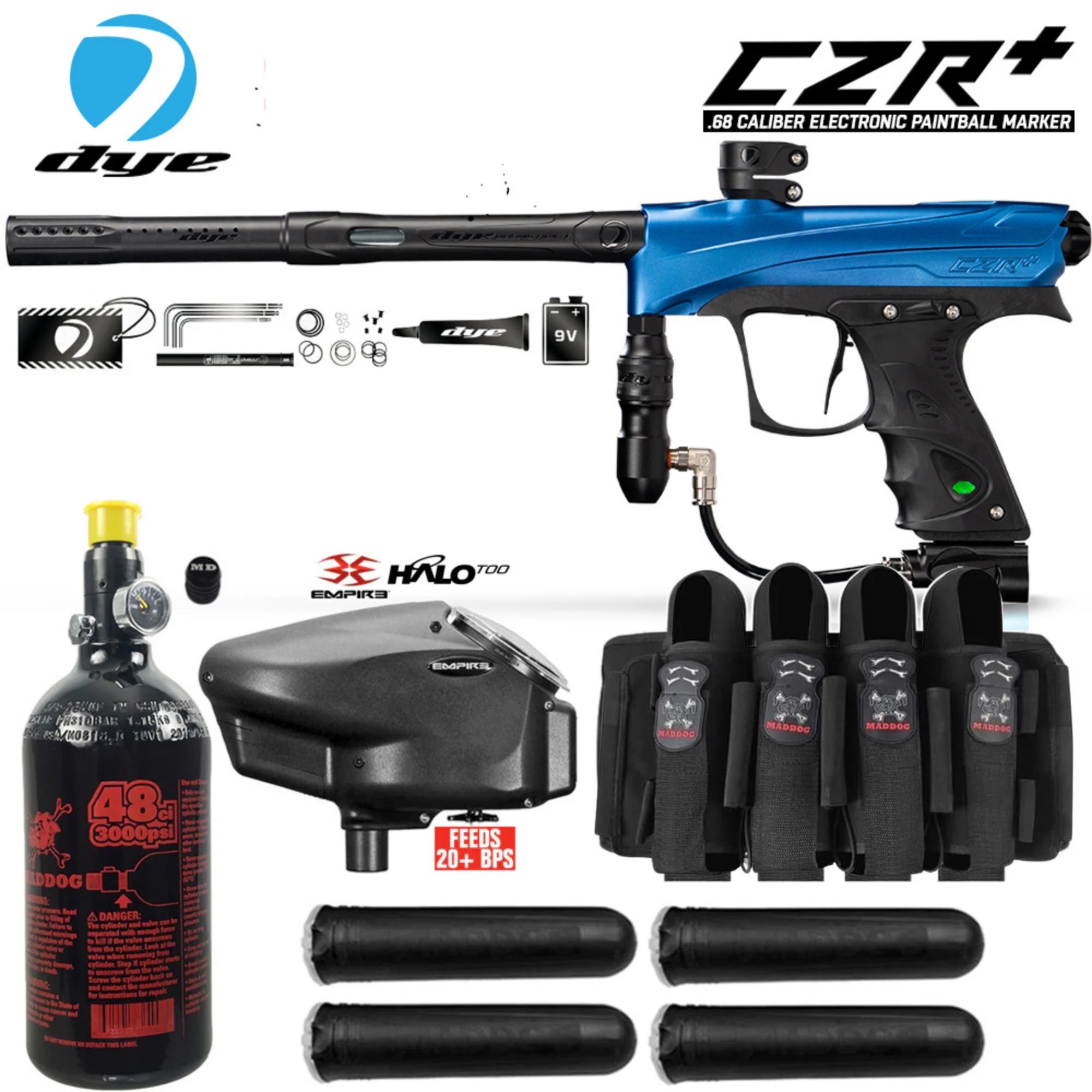 DYE CZR+ Electronic Paintball Gun Packages (All-In-One Kits)