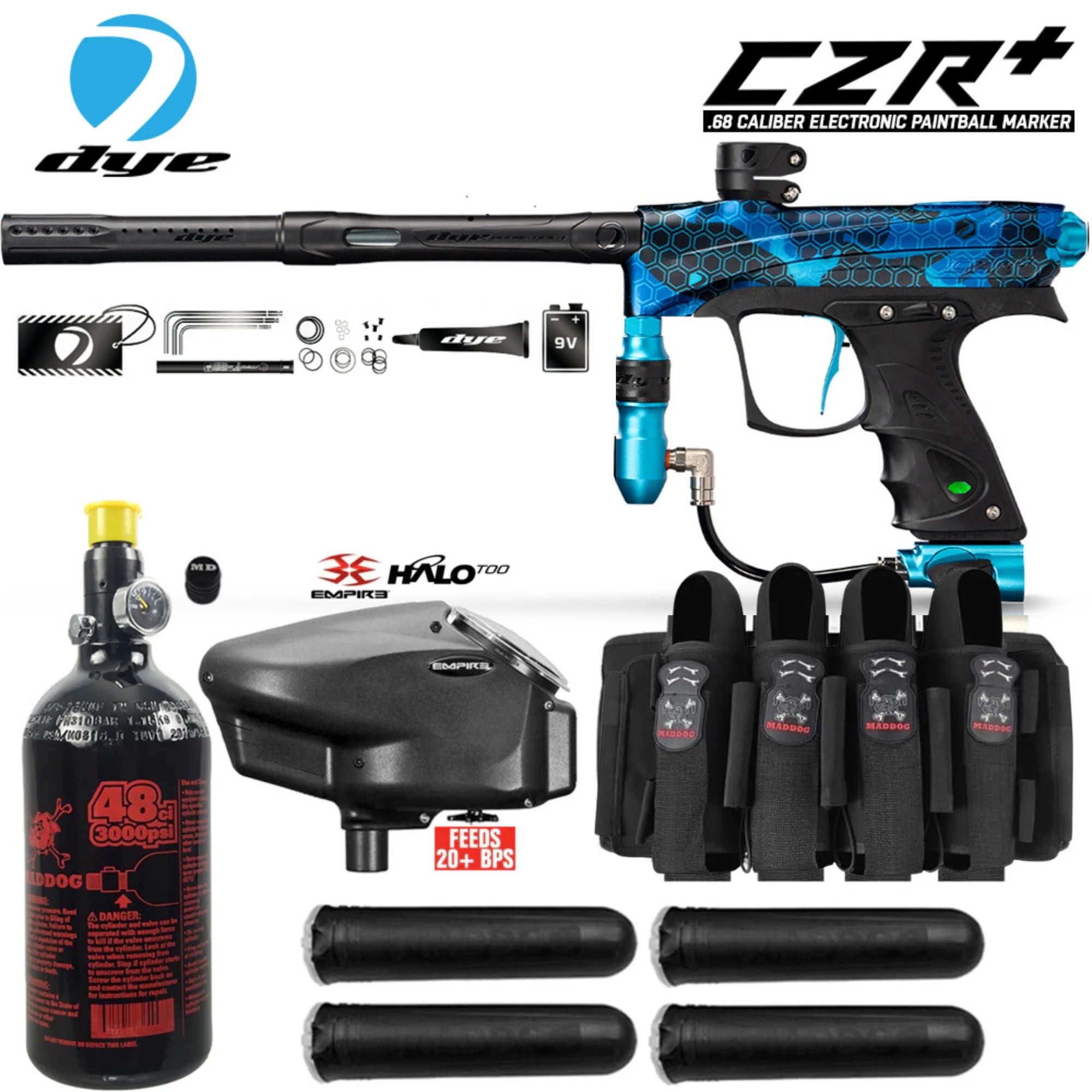 DYE CZR+ Electronic Paintball Gun Packages (All-In-One Kits)