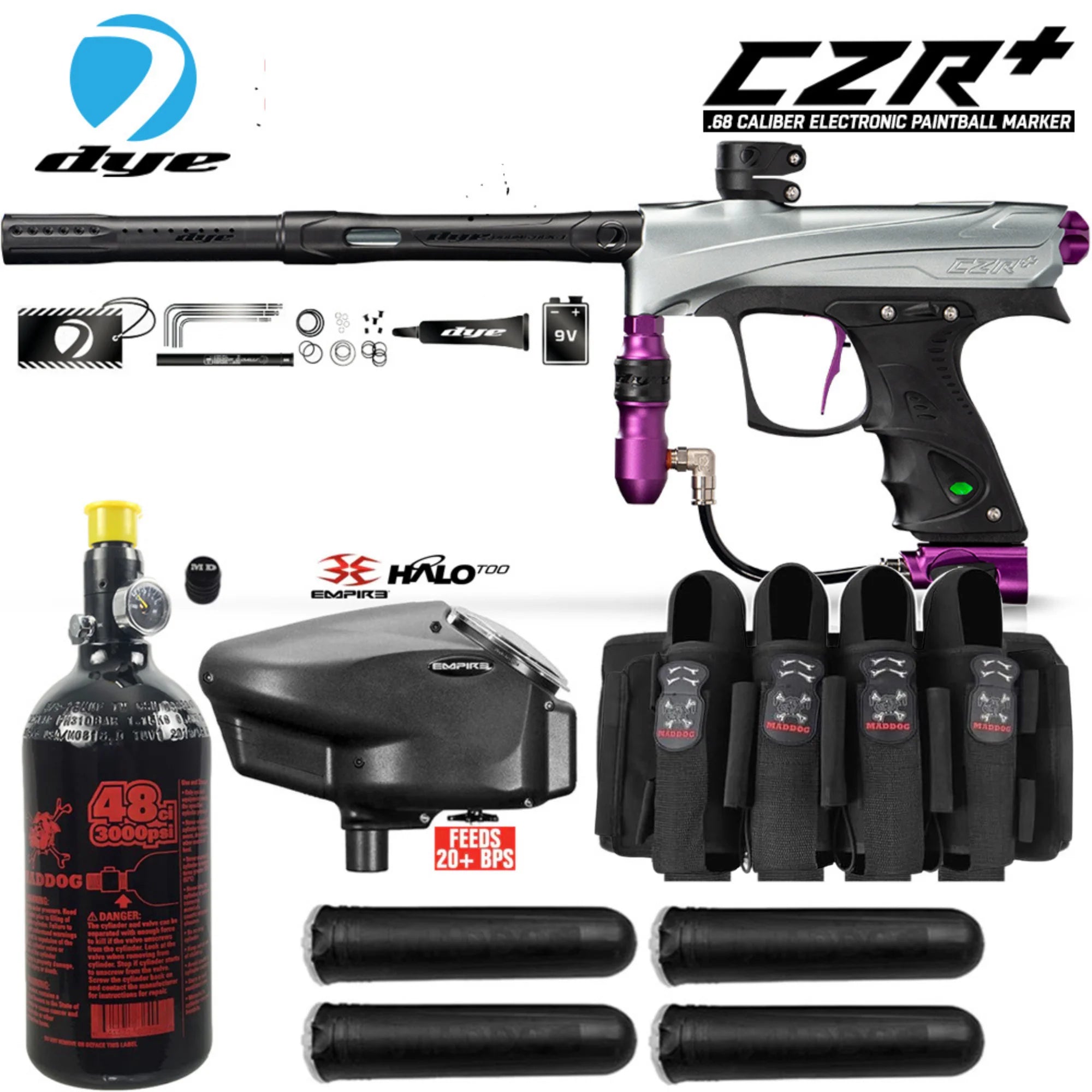 DYE CZR+ Electronic Paintball Gun Packages (All-In-One Kits)