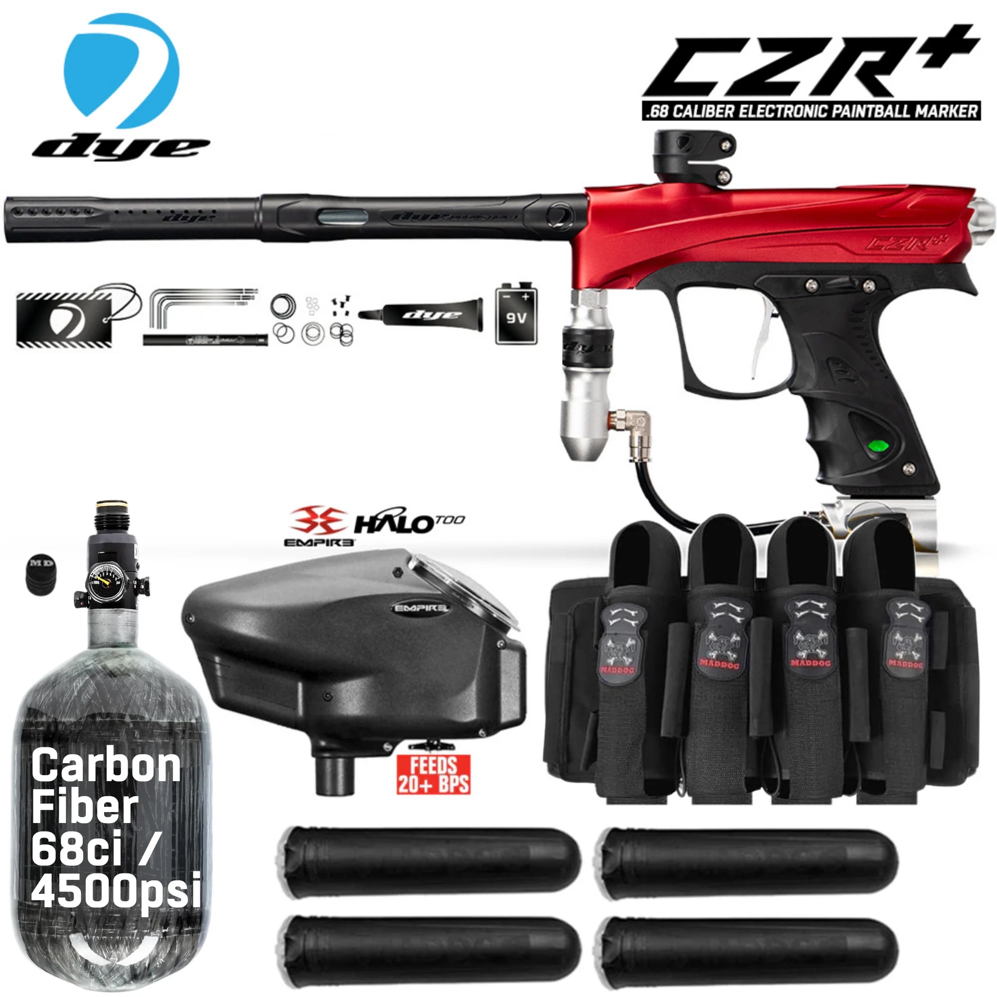 DYE CZR+ Electronic Paintball Gun Packages (All-In-One Kits)