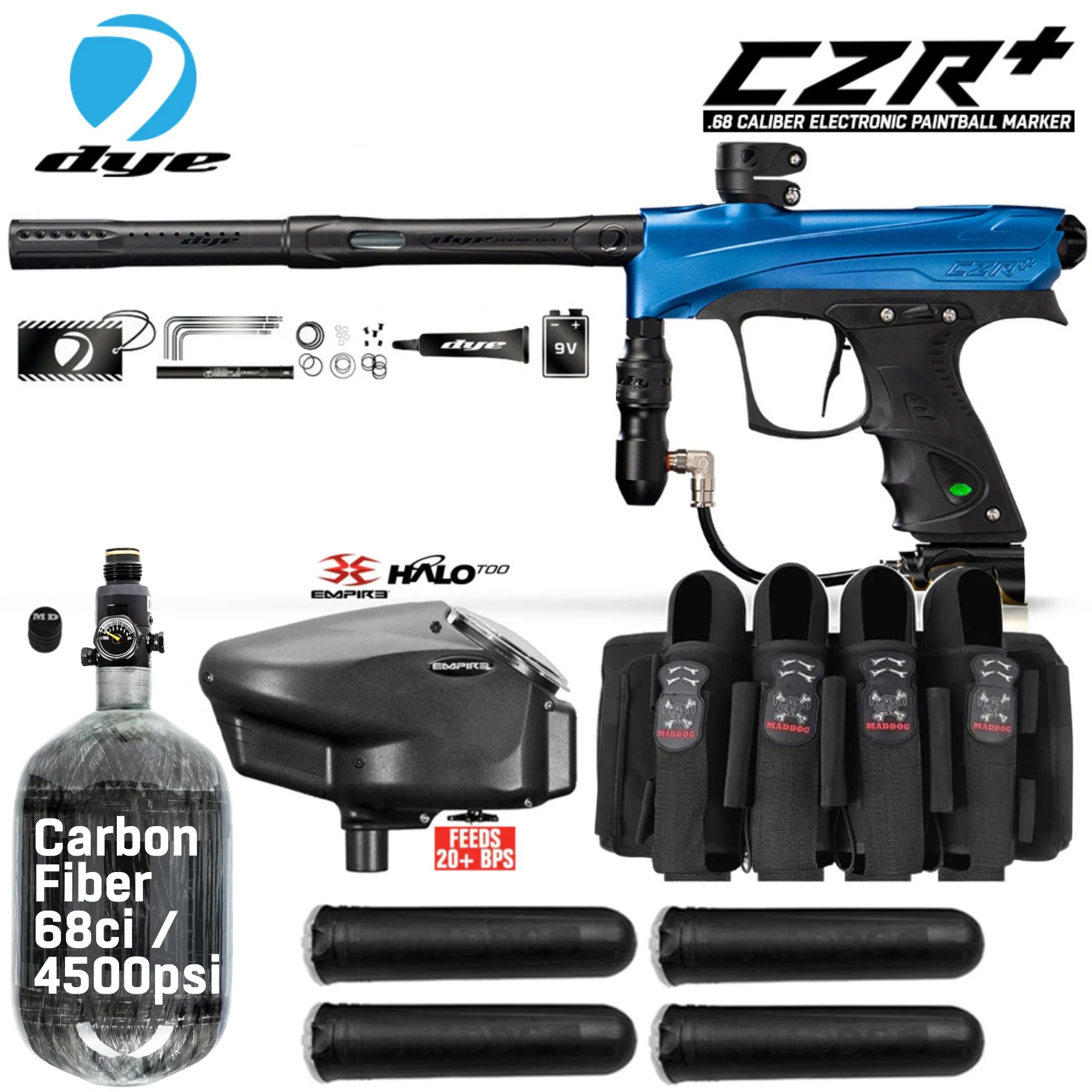 DYE CZR+ Electronic Paintball Gun Packages (All-In-One Kits)